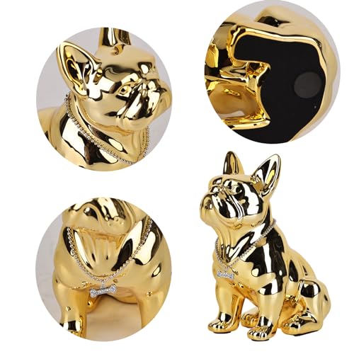 Estatua de Bulldog Francés dorado de resina decorativa miniatura 5