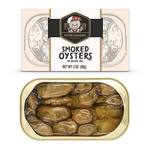 (Pack of 4) Otter Kingdom Premium Smoked Oysters in Pure Olive Oil, 3-Ounce Cans