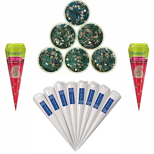 Image of Ceramic Cones & Mirror for Arts & Crafts, Lippan Art, Mandana Art, Texture, Pottery, Liner, DIY Decorative Purposes Kit for Artist, Hobbyists, Boys, Girls Above 5 Year+ (6 Cone & 6 Mirror)