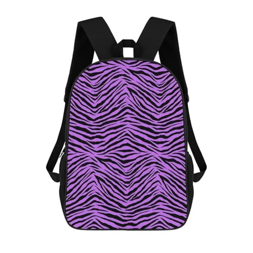 Purple Tiger Skin Pattern Backpack Simple Leisure Travel Backpack Outgoing Daypack 17 Inch