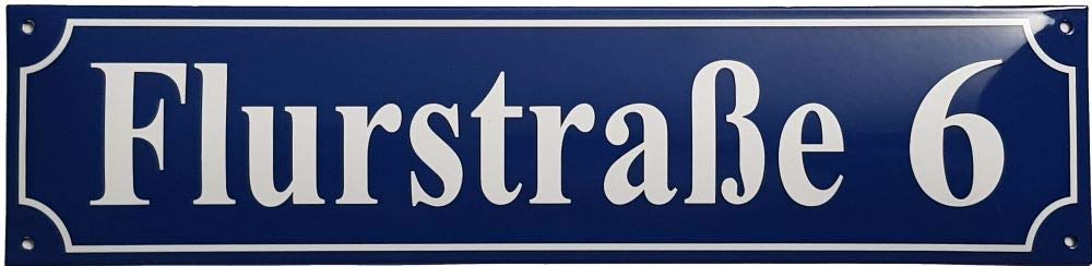 Hausnummernschild - Format 500 x 120 mm - Hausnummer - Emaille - Wetterfest - Türschild - Hausnamenschild. Farben Blau Grün Anthrazit Weiß Dunkelblau. mit Wunschtext J.Pfaffenzeller