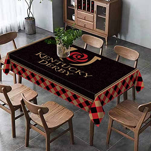 Hafangry Kentucky Derby Tablecloth Run For The Roses Horse Racing Party Decoration Buffalo Plaid Check Kitchen Dining Room Table Cover-60×84Inch #TOP3