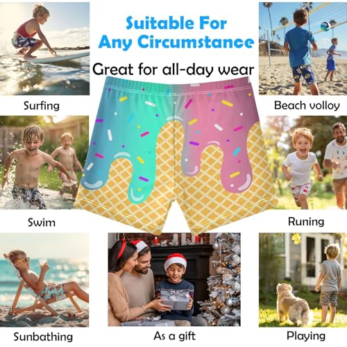 Boys Swim Trunks Quick Dry Kids Bathing Suit Green Pink Ice Cream Toddler Swim Shorts Boardshorts Swimwear 3t2