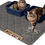 GORILLA GRIP Cat Litter Box Mat, 47x35, Cushioned Coil Mesh Litter Trapping Mats, Scatter Control Supplies for Less Mess, Phthalate Free, Ultra Deep Catch Grooves, Rinse or Vacuum to Clean, Dark Gray