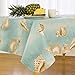 Elrene Home Fashions Vinyl Tablecloth with Polyester Flannel Backing Seashell Border Easy Care Spillproof, 70" Round, Multicolor