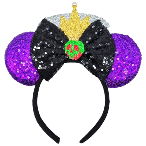 ZHENNAN Crown Headbands for Women, Cute Sequin Poison Apple Hairbands Birthday Halloween Decorations Evil Queen Hair Accessory