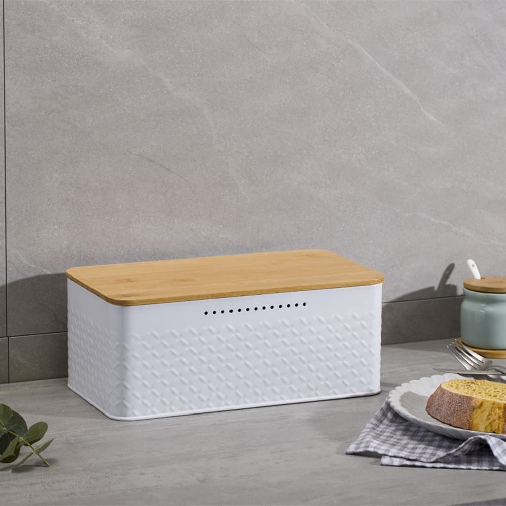 Pudełko na chleb, innowacyjne pudełko na chleb dzięki powlekaniu, z wbudowanymi otworami wentylacyjnymi, w tym czarna bambusowa pokrywa