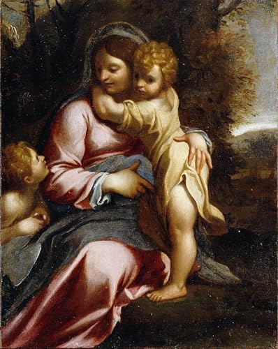 Peinture murale Dame et enfant Carracci Pour décorer un grand mur vide 60x90
