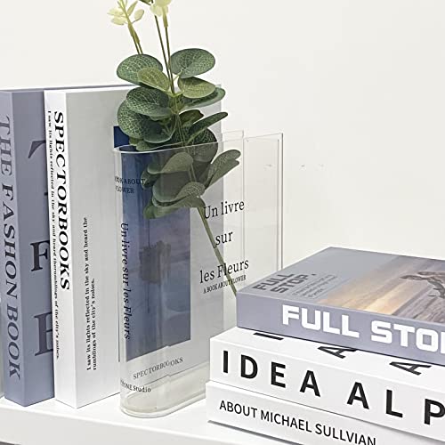 Book Vase For Flowers,Unique Acrylic Flower Vase Clear Cute Book Vase,Artistic And Cultural Flavor Decorative Acrylic Vase Flower,Decorative Centerpiece For Home Office Or Wedding -White Letters #TOP3