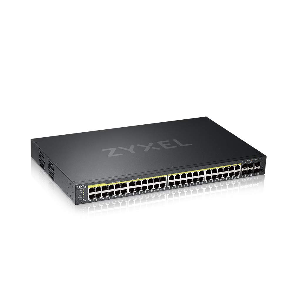 Zyxel 48-Port Gigabit Switch | Layer 2 Managed | PoE+ @ 375 Watt Budget | 4x Gigabit Combo Ports | 2x SFP | Hybrid Cloud Mode [GS2220-50HP]