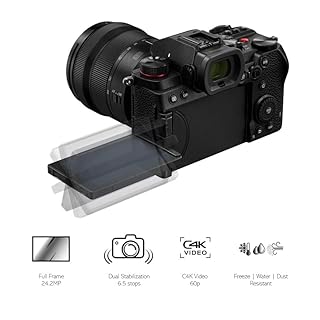 Panasonic LUMIX S DC-S5 - Fotocamera a baionetta 4K, sensore a L, logo V, resistente alla polvere e agli spruzzi, con batteria extra DMW-BLK22, colore: Nero