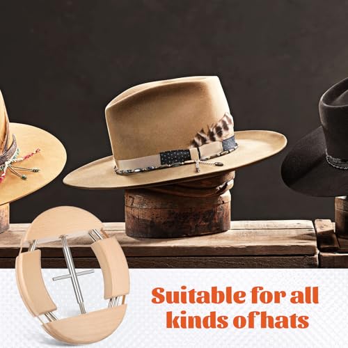 Image of 4 Way Hat Stretcher, Wooden Hat Stretcher for Fitted Hats, Stretched Length 7.1'' to 9'', Width 5.7'' to 7.1'', Heavy Duty of Extender Soft Black Handle for All Kinds of Hats