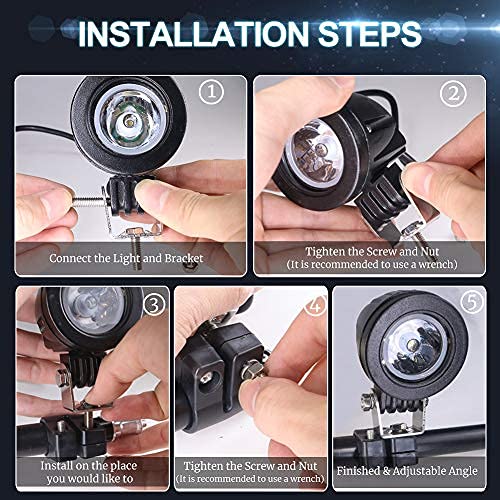 Ourbest Motorcycle Driving Lights, 2Inch Spotlight Led Fog Lights For Motorbike Atv Bicycle Off Road Accent Off Road Lighting(10W White) #TOP5