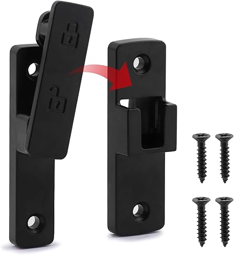 Miniatura 8 de Cerradura de puerta corrediza de granero, perno de bloqueo de puerta de granero oscilante con tornillos, perno de cierre abatible de gabinete de 180