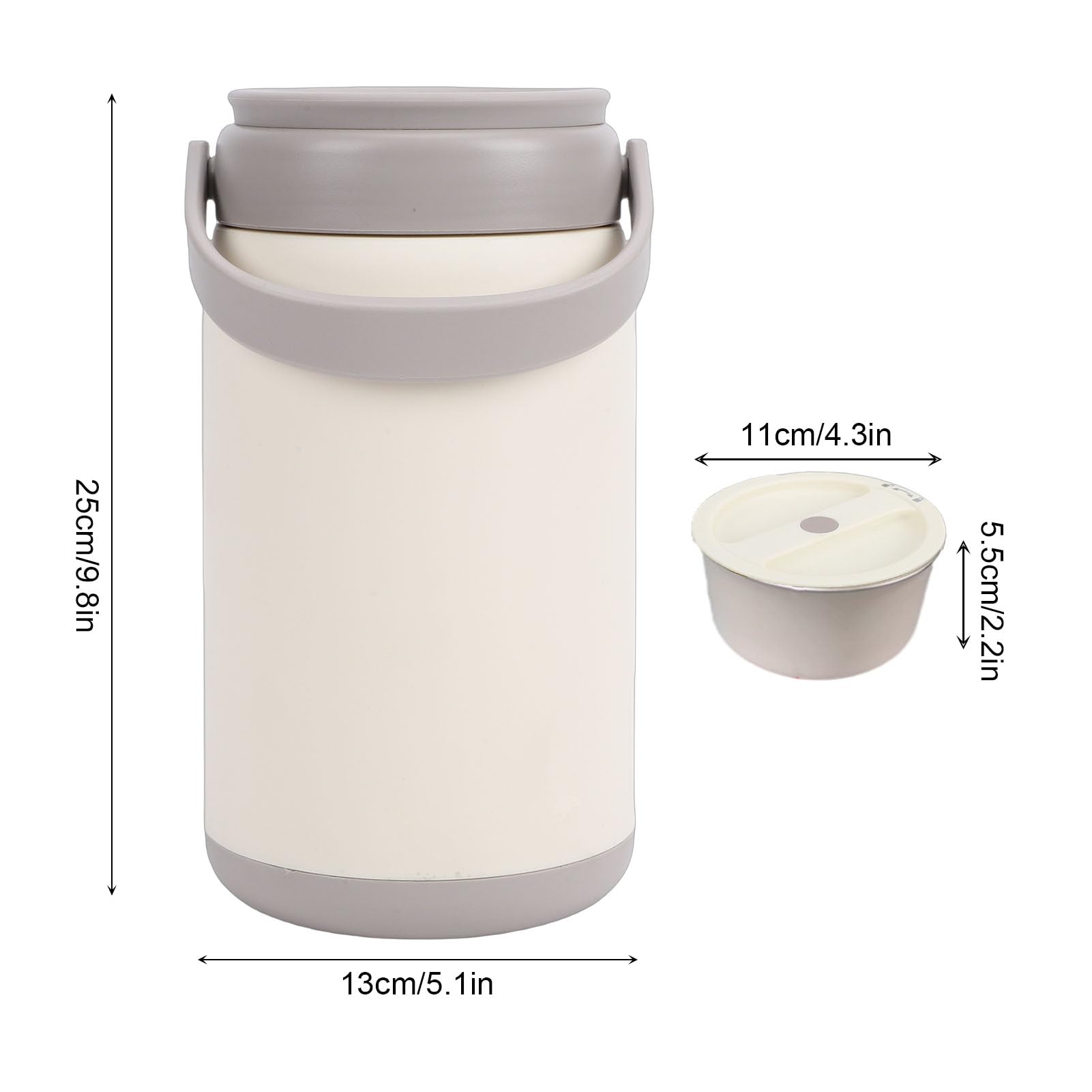 Isolierter Lebensmittelbehälter, 304 Edelstahl Doppelschicht Vakuum-Isolier-Lunchbox mit Innerer Unterteilung, für Warme und Kalte Mahlzeiten bei Arbeitsausflügen (Grau, 4 Fächer)