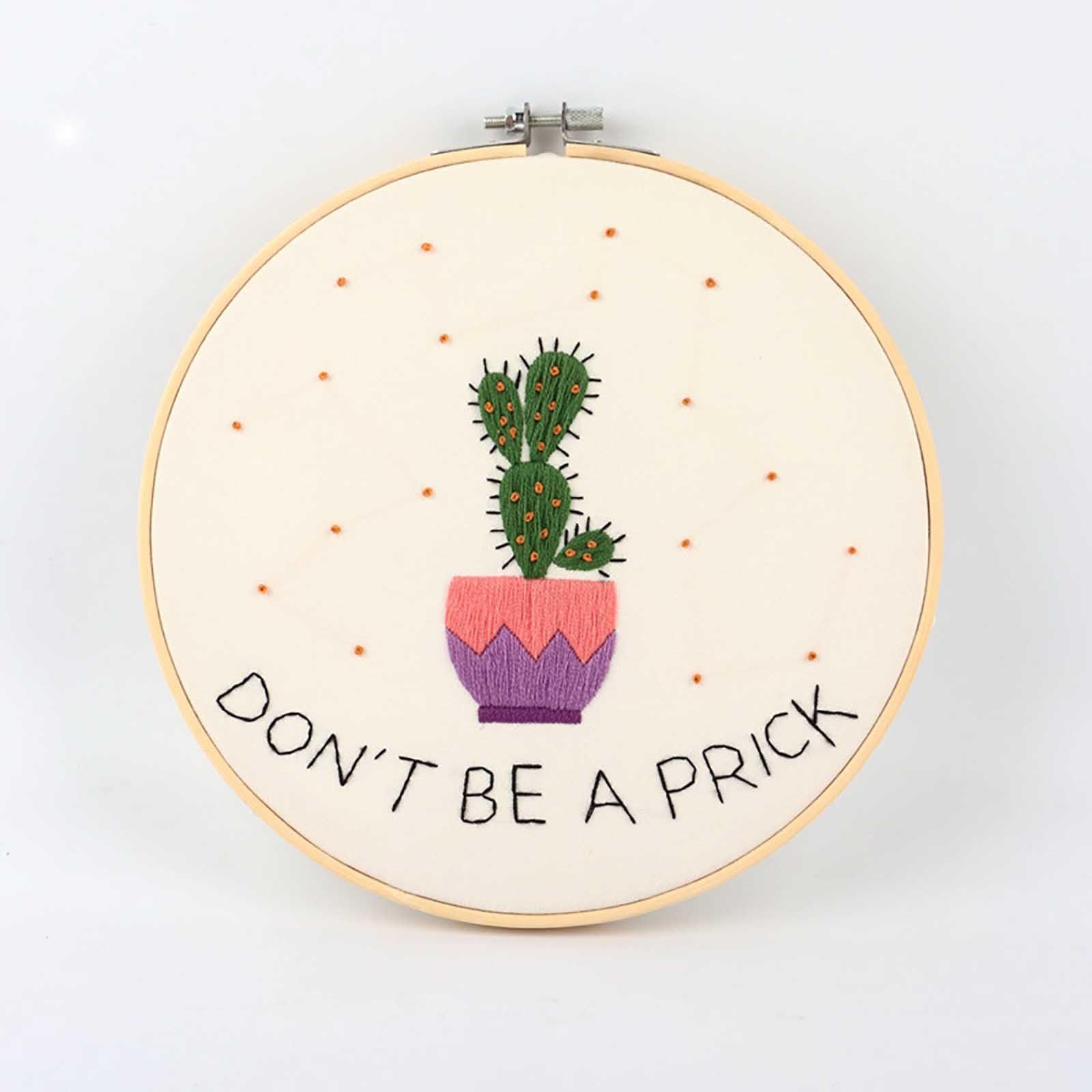 Tazweeq Embroidery Kit with Embroidery Hoop, Colour Threads Scissors for Beginners, Handmade Needlepoint Kits for Adults Kids(Cactus)