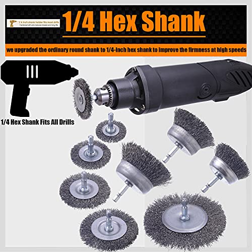 Wenora 20 Pack Wire Brush Wheel Cup Brush Set , Wire Brush For Drill 1/4 Inch Hex Shank 0.012 Inch Coarse Carbon Steel, Wire Wheel For Drill For Cleaning Rust And Abrasive,Wire Brush Drill Attachment #TOP1