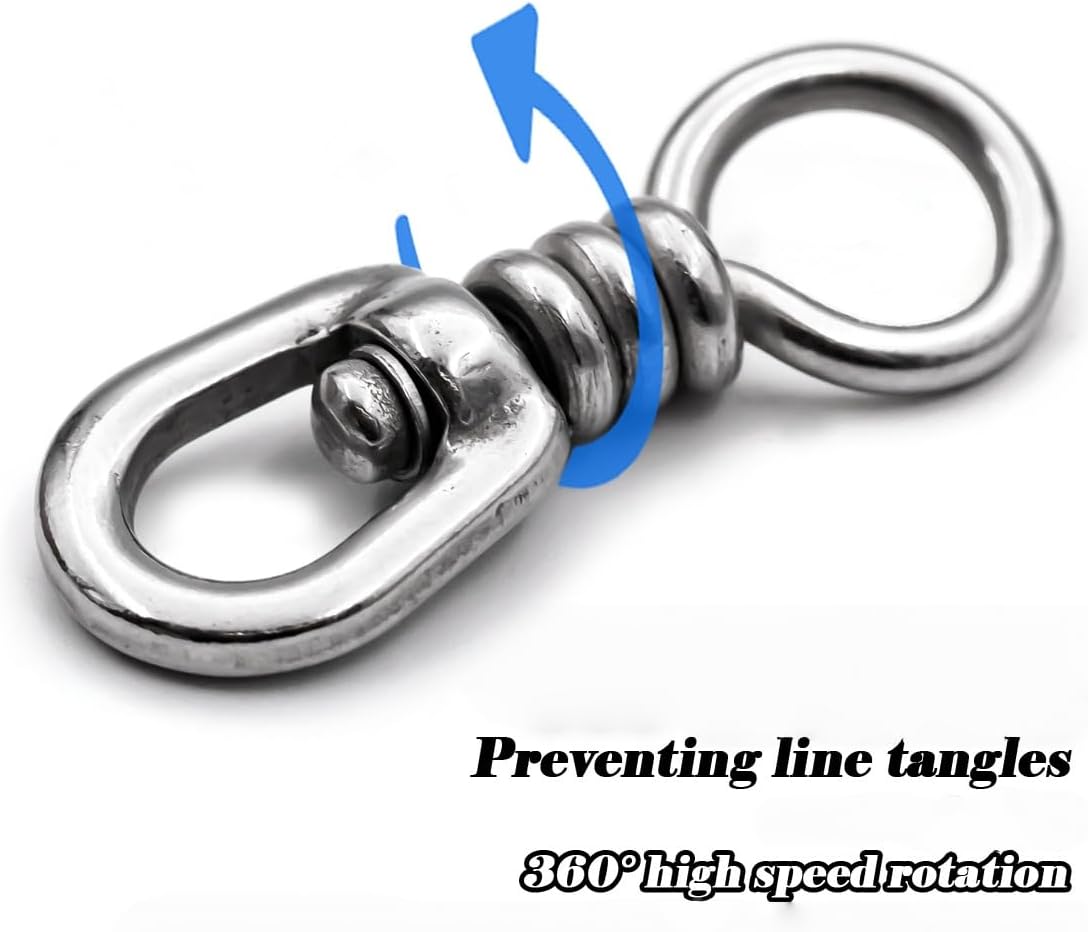 30pcs Stainless Steel Fishing Swivel Hook Fishing Connector High Strength for Tuna Longline Saltwater Fishing Accessories