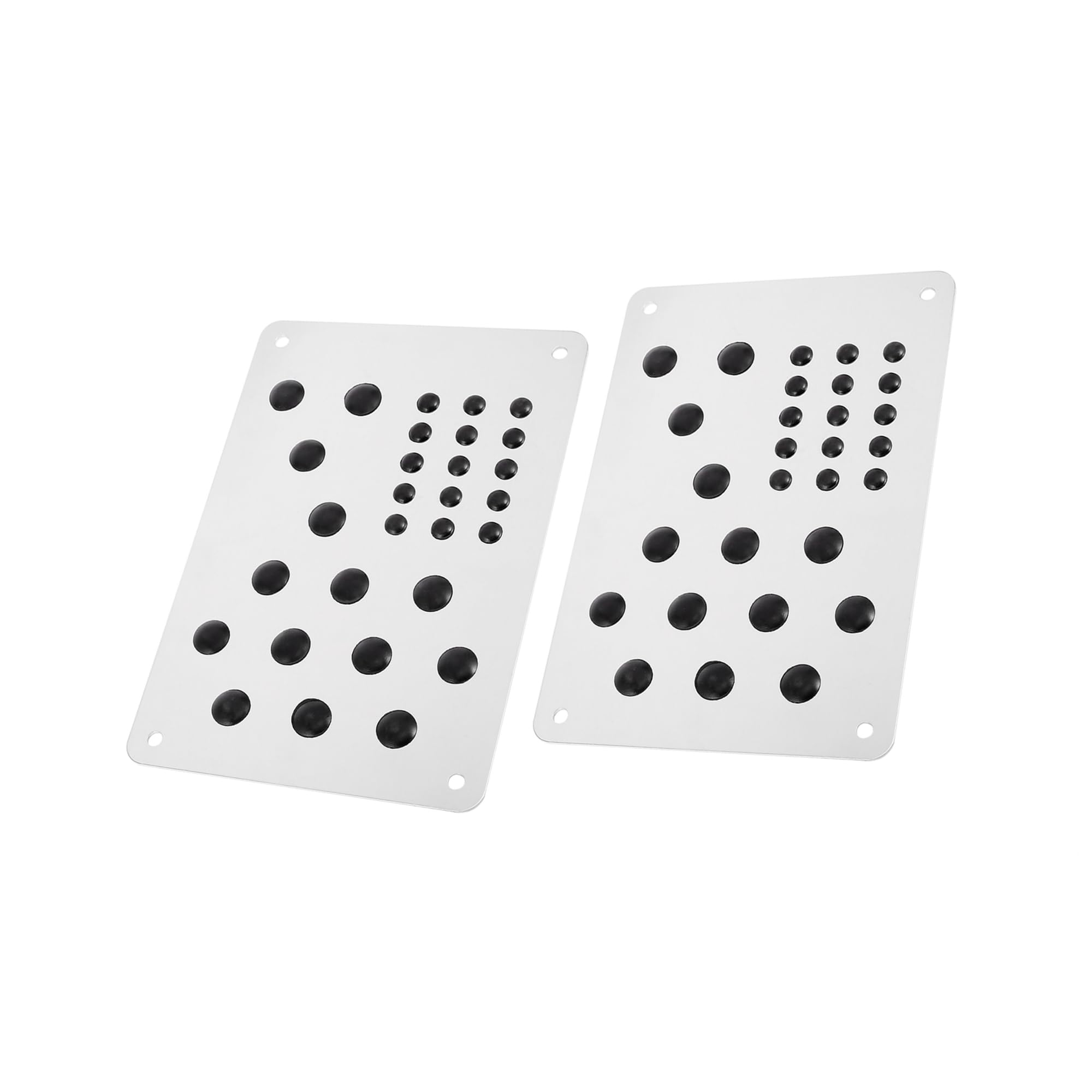 A ABSOPRO 2pcs Car Floor Mat Foot Heel Plate Cover Carpet Pedal Footrest Aluminum Alloy TPR Black Silver Tone Item Replacement