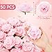 Thiccywoov 50 Pcs Artificial Flowers, 3.2 Inches Silk Rose Head Flowers Fake No Stem for Wedding Bridal Bouquet Home Floral Decor DIY Centerpieces Arrangements Party Tables Decoration(Light Pink)