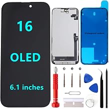 OLED for iPhone 16 Screen Replacement Kit [Soft OLED,NOT LCD] 6.1'' Full HD Display 3D Touch Digitizer Assembly A3081 A3286 A3287 A3288 with Repair Tools and Waterproof sealant