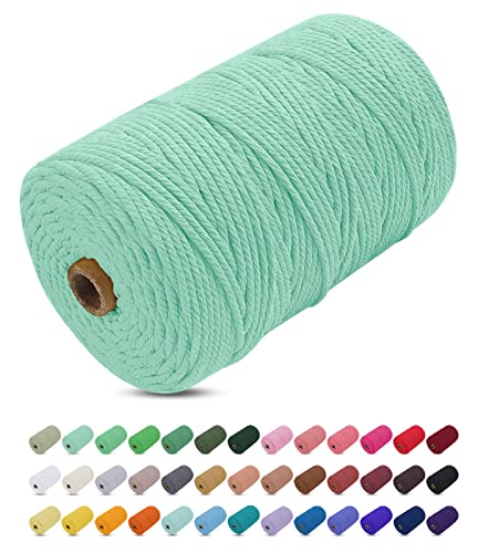 Uiopa Macrame Cord 3mm x 200m, Thick Macrame Rope Yarn Soft Natural Cotton Cord