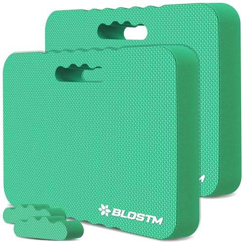 BLOSTM Lot de 2 Tapis de Genoux Épais pour Le Jardinage - Grands Coussins de Genoux en Mousse Verte - Résistante à l'eau avec 2 Textures pour Le Travail, Le...