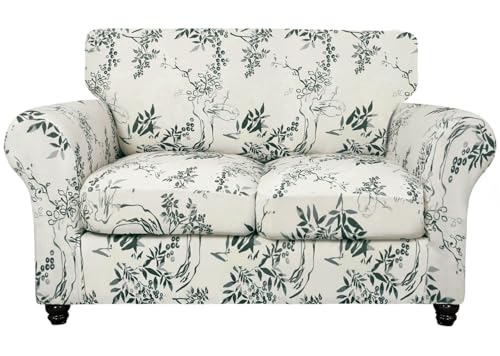 Image of SearchI Sofa Cover Couch Covers, 3 Pieces Sofa Slipcover with 2 Separate Cushion Covers Stretch Soft Furniture Protector for Living Room Couch Cover for Pets Kids(Loveseat, Foliage)