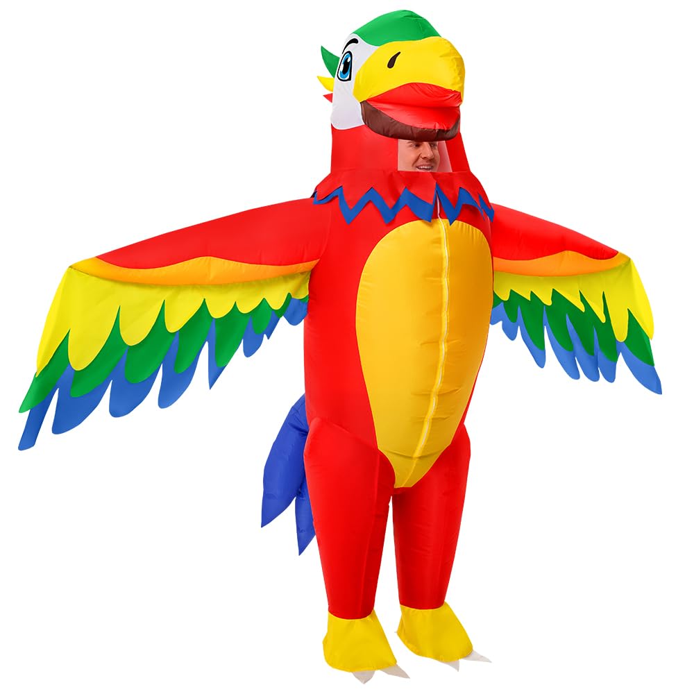 KOOY Inflatable Parrot Costume - Full Body Blow Up Costume For Funny Halloween Party, Adults