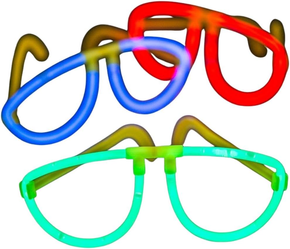 Party Pack Glow Sticks Eye Glasses | Neon Glow-in-the-Dark Sticks | Pack of 4 | Fun Light-Up Party Accessory for Raves, Festivals, Birthdays & Events