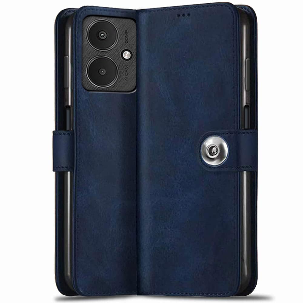TheGiftKart Flip Cover Back Case for Mi Redmi 13C 4G / 13C 5G / Poco C65 / Poco M6 5G | Genuine Leather Finish | Designer Button | Inbuilt Pockets & Stand | Flip Back Cover Case (Faux Leather, Blue) (B0CPJR2GPD) Amazon Price History, Amazon Price Tracker