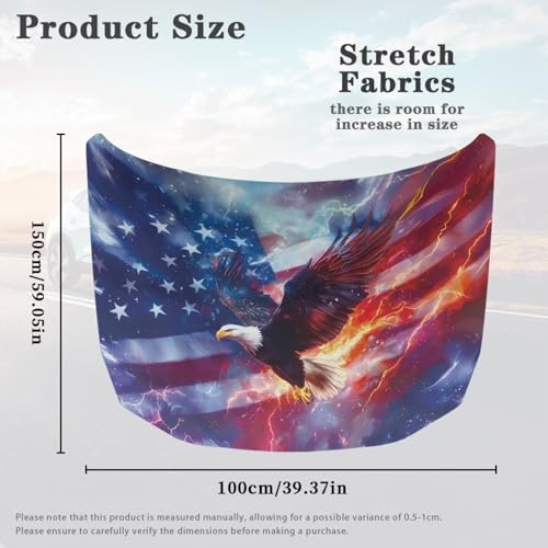 Image of Flame Eagle American Car Hood Cover Polyester Elastic Fabrics Can be Washed Suitable for SUV Trucks Universal for Cars