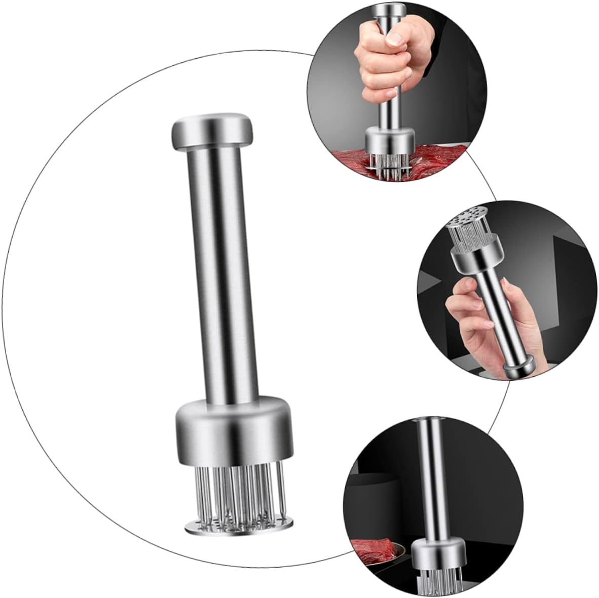 Amosfun 304 Stainless Steel Meat Tenderizer Tool for Steak and Poultry Professional Meat Loosening Machine Ergonomic Handle for Kitchen Use