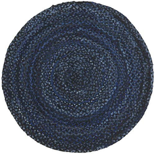 Tapete redondo SAFAVIEH 3' trenzado reversible azul y negro miniatura 2