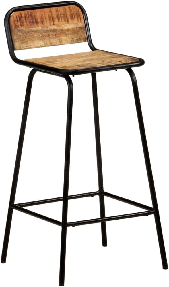 vidaXL Bar Stool Set of 2 Natural Wood, Black
