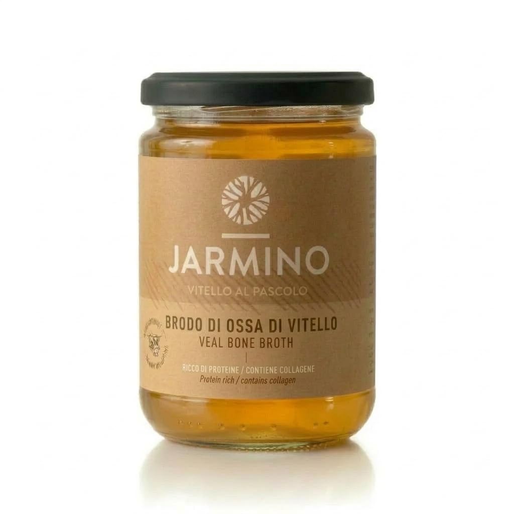 JARMINO brodo biologico di ossa di vitello (6x 350ml) | collagene naturale e acido ialuronico | organico e puro | Bevanda salutare o come base per zuppe e salse