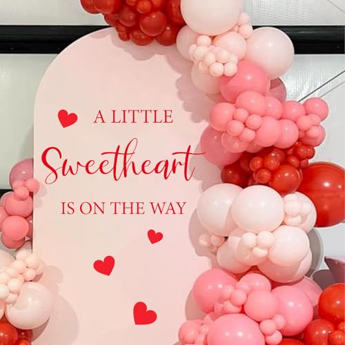 JarThenaAMCS A Little Sweetheart is On The Way Gender Reveal Party Decal Sign Valentine Baby Shower Wall Stickers Romantic Wall Decor for Balloon Arch Backdrop Photo Props