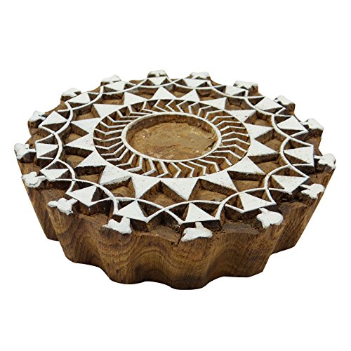Brown Textile Hand Carved Stamp Floral Block Print Wooden Indian Wood Block Art