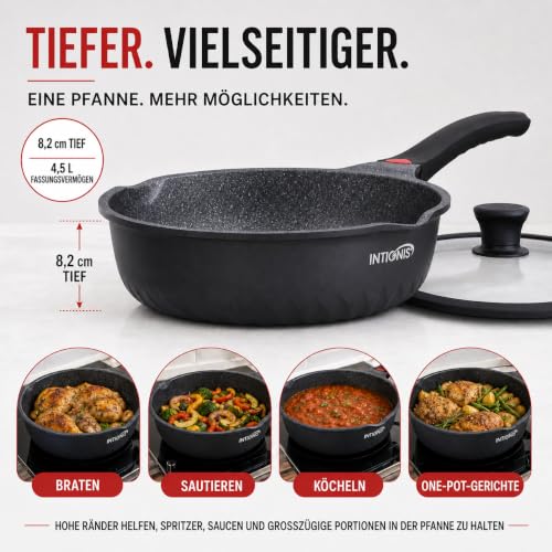 Foto von INTIGNIS Bratpfanne 28 cm mit Deckel, Antihaft, Induktion, 4,5 L