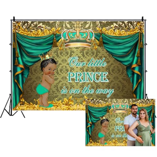 Toile de fond baby shower garçon prince royal bleu et or taille grand format Renaiss