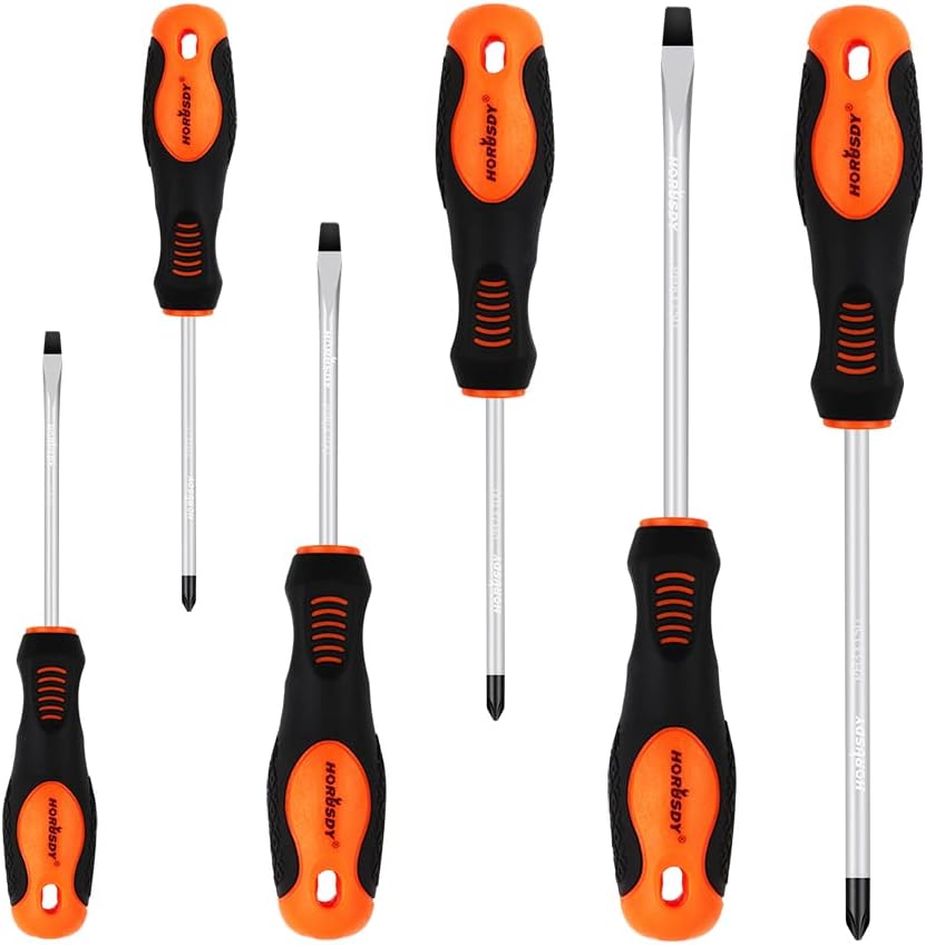 HORUSDY 6Piece Screwdrivers Set, 3 Phillips and 3 Slotted