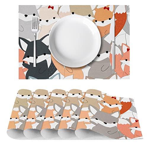Sets de table Cute Foxes antidérapants pour éviter les taches sur votre table - 3