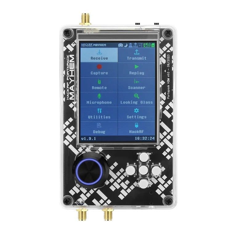 PortaPack H2 y Hack RF One SDR Radio definida por software ensamblada con 7 antenas y cable USB, batería recargable incorporada V1.8.0 mejorada pantalla LCD de 3.2 pulgadas, kit de radio SDR carcasa