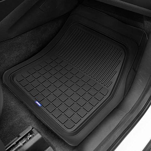 Solid Pro Rubber Car Floor Mats - Heavy Duty Plus Liners for Auto SUV Truck Car Van - 4-Piece Set - Thick, Odorless & All Weather (Black)