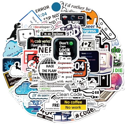 Engineering Stickers | Waterproof 50X Laptop Sticker, Decal, Cute Decoration PC Decals for Develospers, Coders, Programmers, Hac