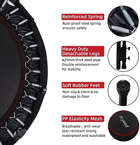 Rebounder Trampoline for Adults, Indoor Mini Fitness Trampoline with Adjustable Handle, Fordable Exercise Rebounder for Kids Adults Indoor Outdoor Home Use Gym Fitness
