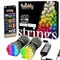 Twinkly Strings 400 LED RGB+White, LED Light String, in- and Outdoor Smart Multicolor LED Lights, Christmas Lights, Mappable LEDs, Compatible with Alexa, and Google Home, IP44, Green Wire, 105ft
