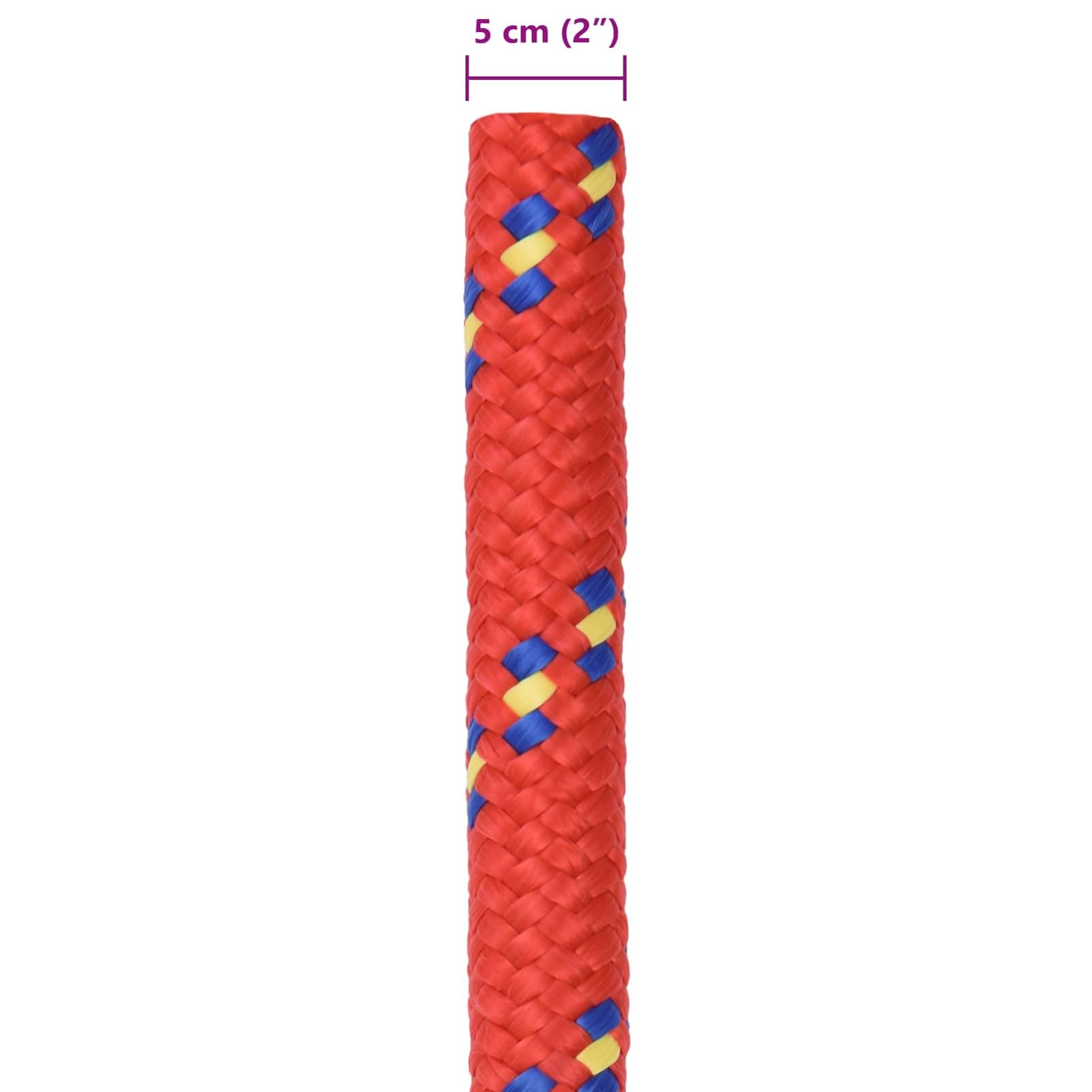 Bootsseil 5 m × 5 cm rot PP – wasserdicht, UV-beständig, schwimmfähig | Wasser- und meeresfest, UV-beständig, schwimmfähig, aus Polypropylen, für Boot, Camping, Ladungssicherung