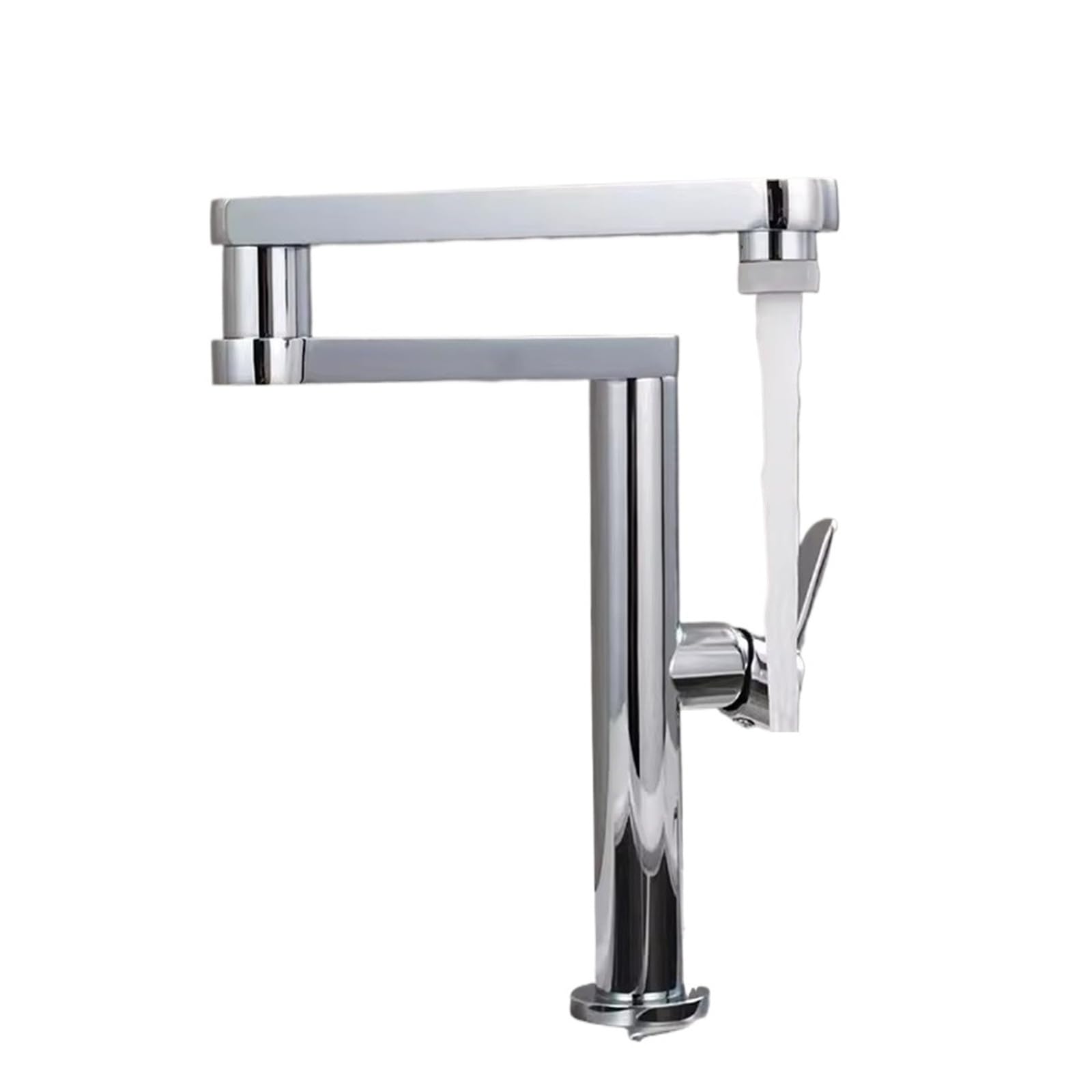ZQFHSX Brushed Gold Pot Filler Tap Deck Mounted Foldable Kitchen Faucet Hot Cold Sink Rotate Folding Spout DIY Renovation(Grey)