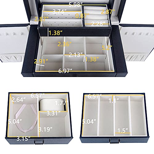 Kendal Jewelry Box For Women, Leather Jewelry Organizer With 2 Drawers And Mirror, Ideal Christmas Gifts For Girlfriend, Portable Mini Jewelry Case For Necklace, Ring, Jewelry Ljc08Bk #TOP6